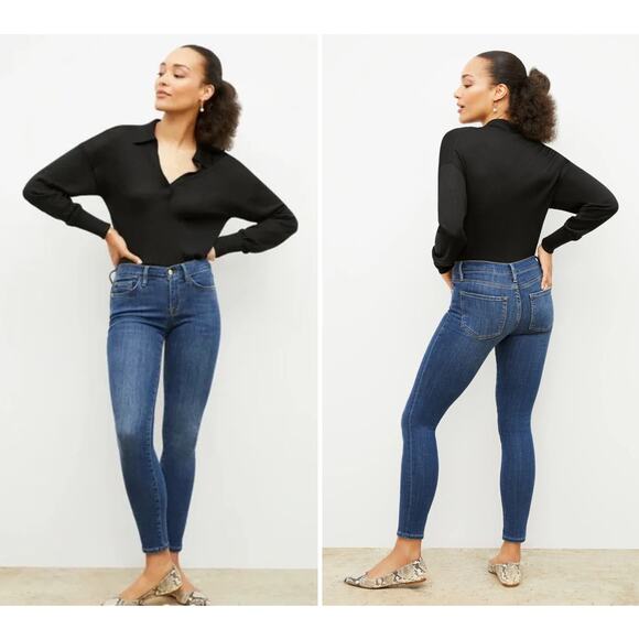 FRAME Denim Le Skinny De Jeanne Size 26 High Rise 7/8 Ankle Denim Stretch - Picture 1 of 7